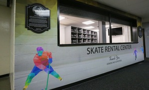 Skate Rental Center located in MacInnes Student Ice Arena, ice level
