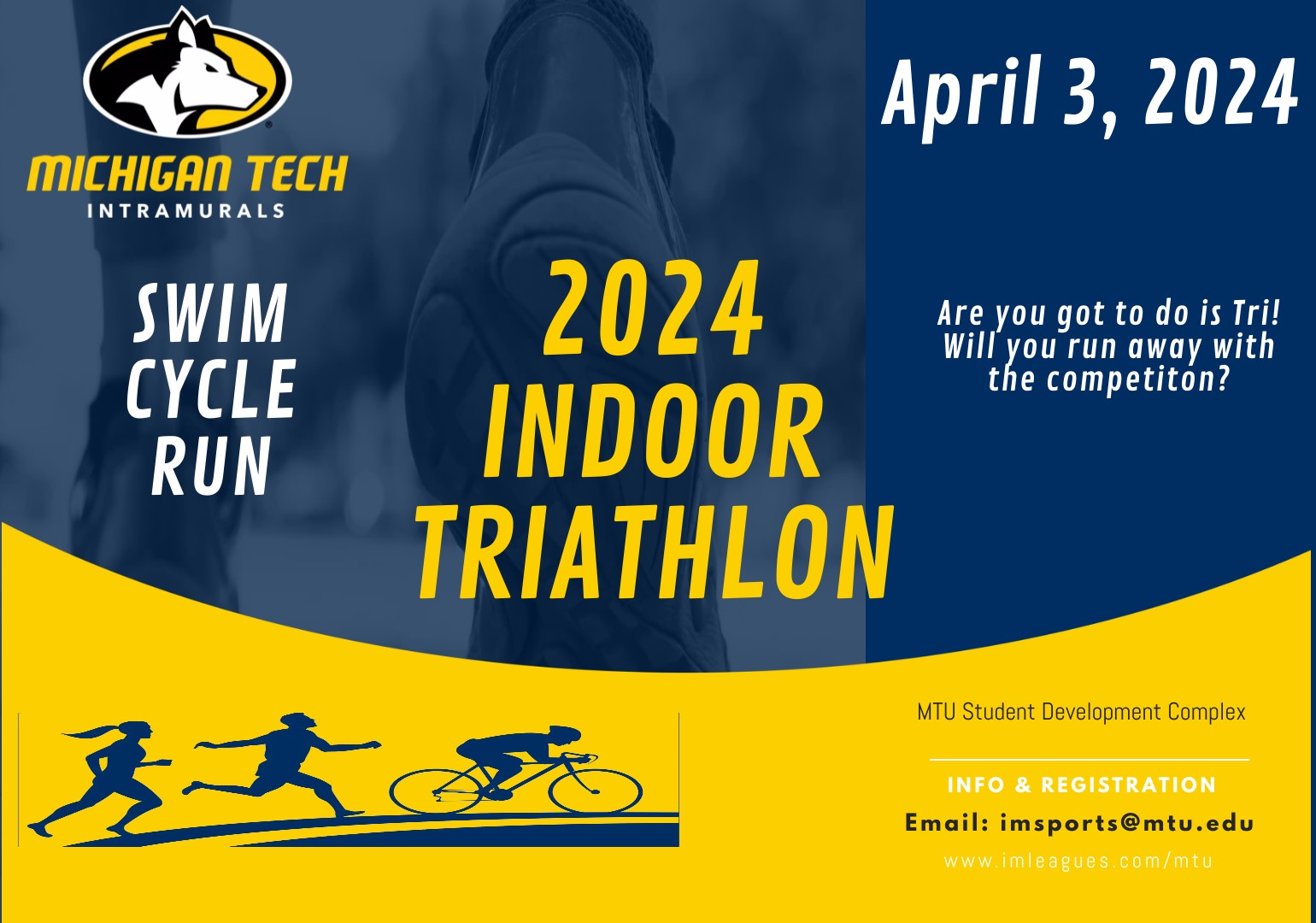 Michigan Tech RecreationIndoor TriathlonApril 5th, 2023