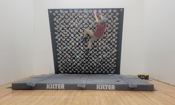 Kilter wall located in SDC Racquetball Court 6